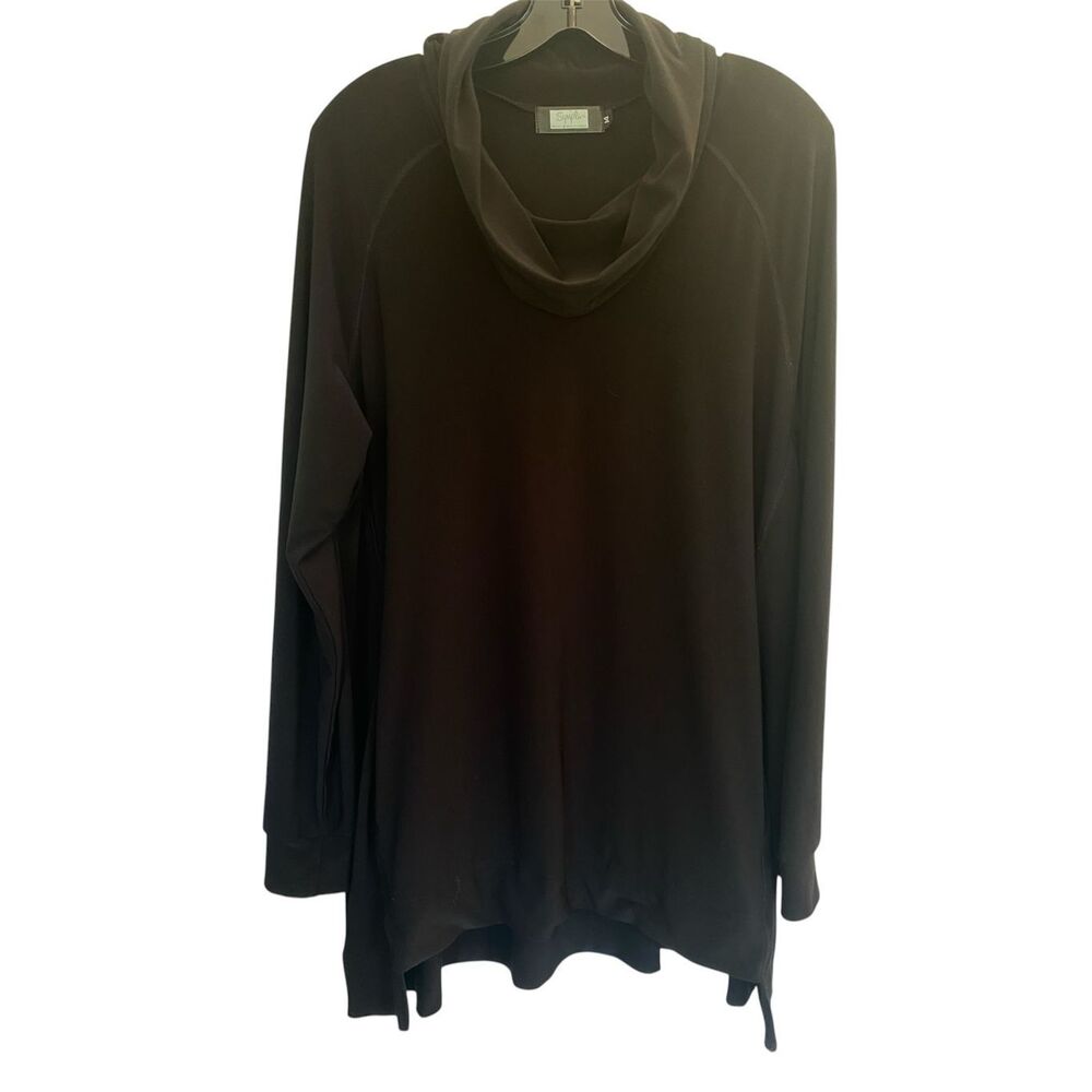 Sympli Long Sleeve Cowl Neck Black Sweatshirt Sz 14
